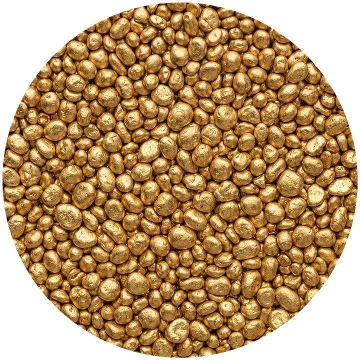 Kreisdiagramm der Zusammensetzung von 999er Gold: 99,9 % Gold